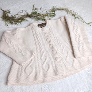Inis Crafts 100% Merino Wool Cable Knit Sweater Size M